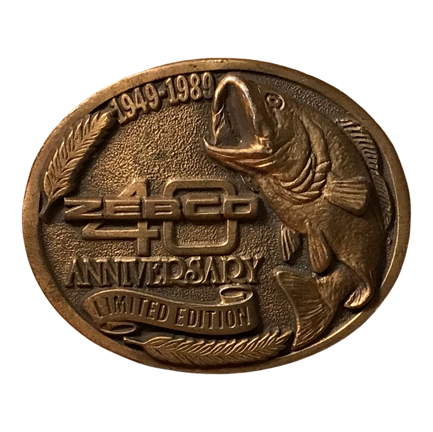 Vintage 1989 Zebco 40th Anniversary Limited-Edition Belt Buckle
